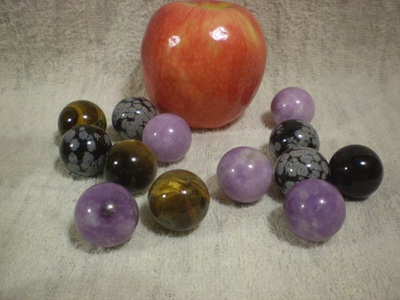 Spheres of assorted rocks, about 1 inch